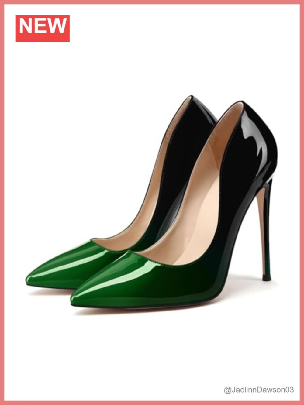Women's Stiletto High Heel Pumps, Gradient Patent Leather, Pointed Toe Dress